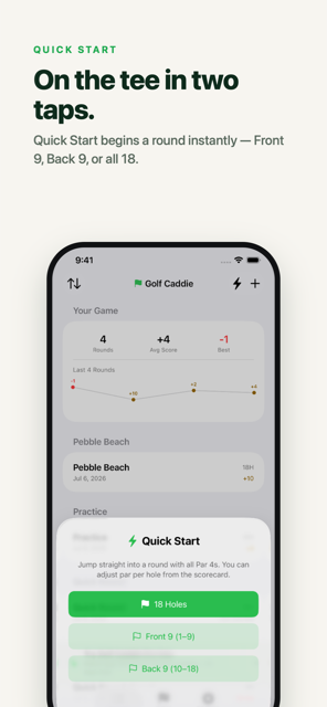 Golf Caddie Quick Start rounds