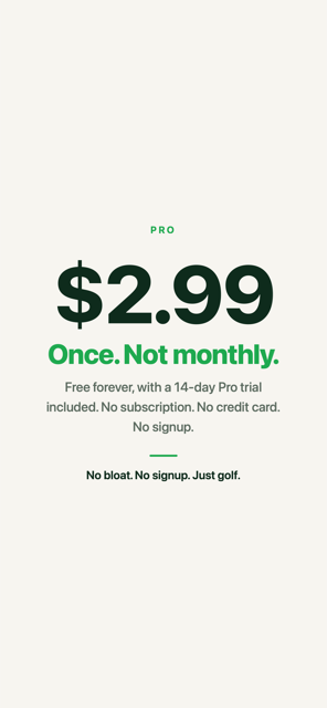 Golf Caddie Pro is a one-time $2.99, not a subscription