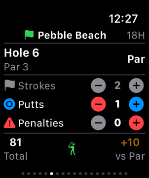 Golf Caddie Apple Watch scoring screen